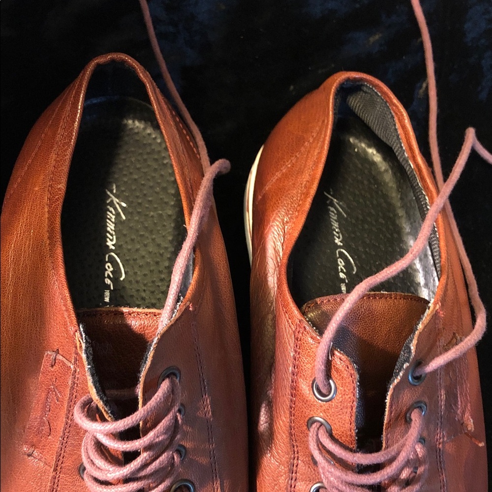 Kenneth Cole MENS brown leather low top sneakers 12 - Picture 2 of 7